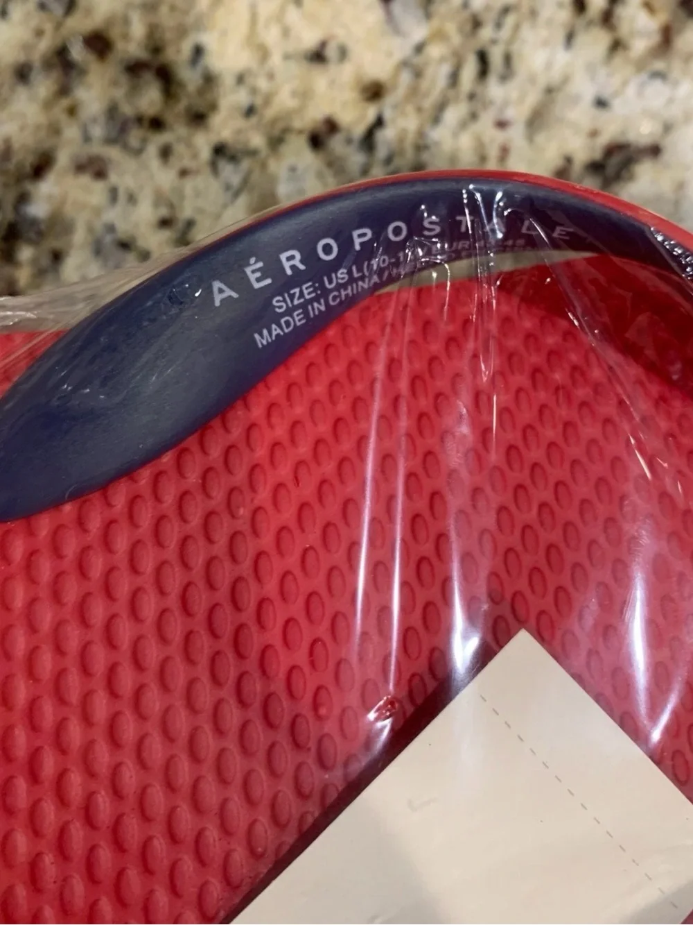 Aeropostale Red Flip Flop Sandals with Navy Straps